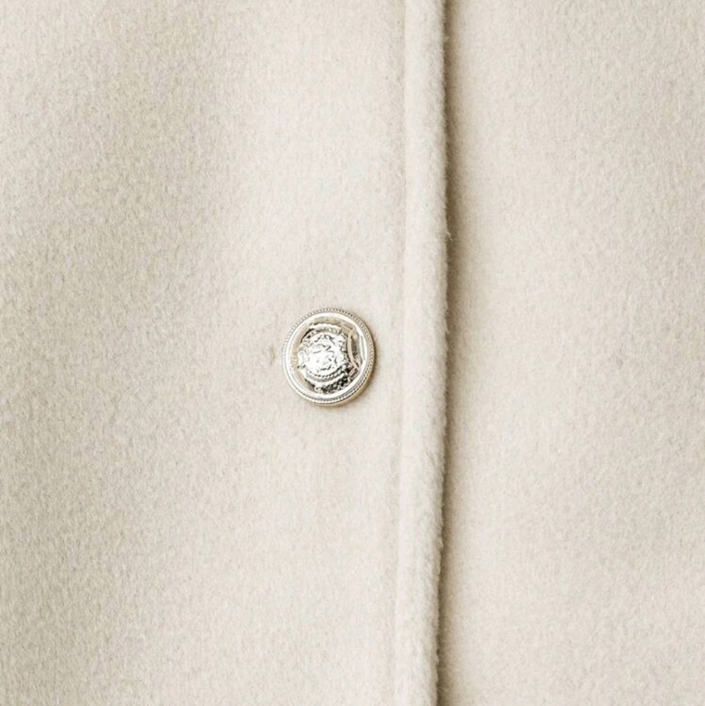 Women Elegant Solid Color Overcoat With Fur Cuff & Bow Decor, Autumn/Winter - Picture 6 of 6